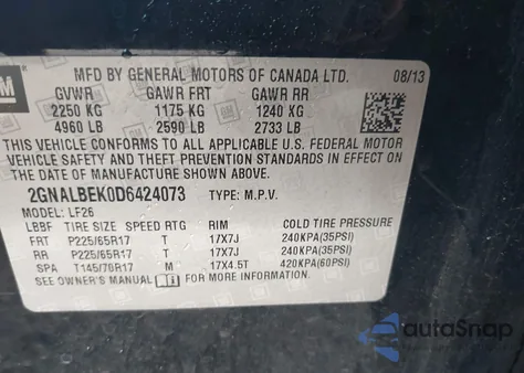 2013 Chevrolet Equinox Ls from USA, damaged, VIN 2GNALBEK0D6424073
